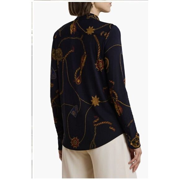 NEW Lauren Ralph Lauren Women's XSmall Medallion Print Button Up Shirt - Picture 4 of 7